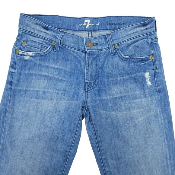 7FAMK 7 For All Mankind Roxanne Low Rise Jeans Womens Size 26 Light Wash Denim - Picture 3 of 9